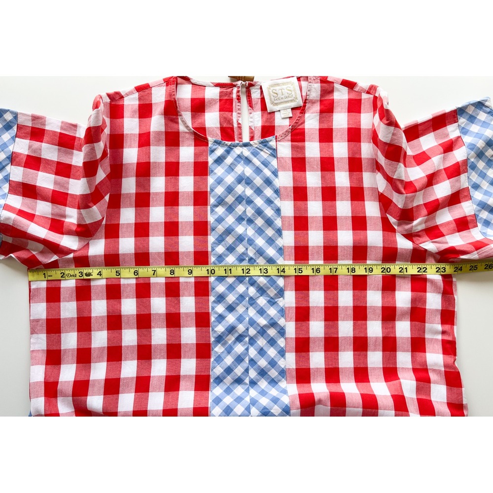 Sail to Sable x Pencil & Paper Co Gingham Caftan Midi Dress Womens XXL Red Blue - Picture 12 of 15